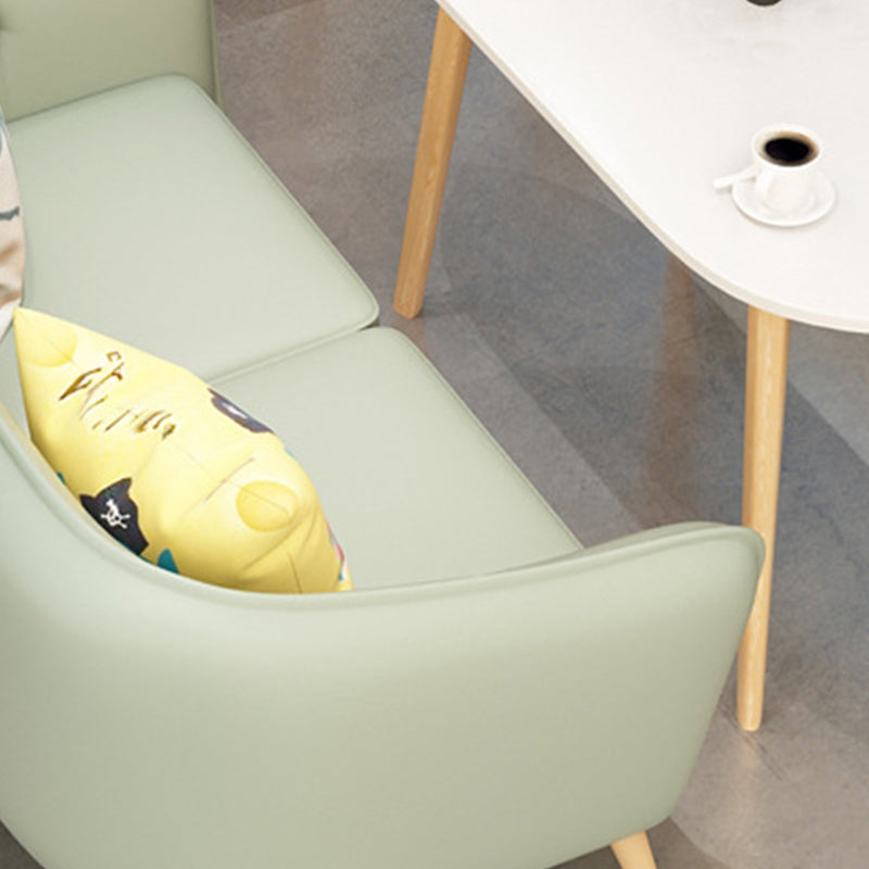 Modern Faux Leather Tufted Back Curved Loveseat Sofa with 1/2 seat Clearhalo 'furn' 'furn_sofas' 'Furniture' 'furniture_sofas' 'kitchen' 'kitchen_sofas' 'Living Room Furniture' 'Sofa' 'sofas' 4740635