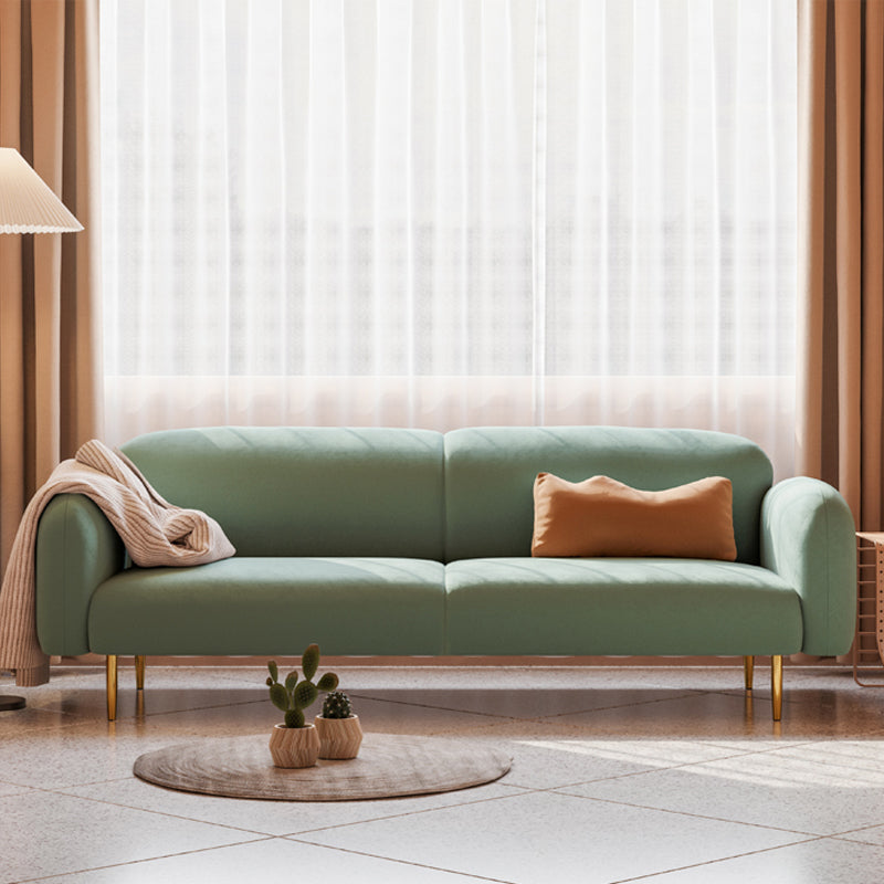 Transitional Modern Tight Back Sofa 29.53"High Velvet Rolled Arm Sofa for Living Room Green Clearhalo 'furn' 'furn_sofas' 'Furniture' 'furniture_sofas' 'kitchen' 'kitchen_sofas' 'Living Room Furniture' 'Sofa' 'sofas' 4740663