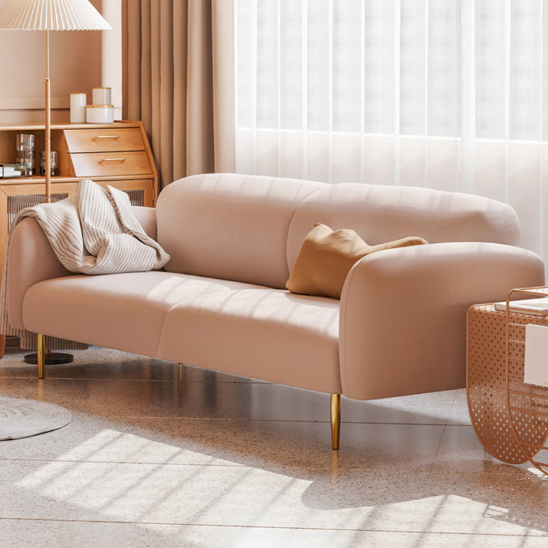 Transitional Modern Tight Back Sofa 29.53"High Velvet Rolled Arm Sofa for Living Room Pink Clearhalo 'furn' 'furn_sofas' 'Furniture' 'furniture_sofas' 'kitchen' 'kitchen_sofas' 'Living Room Furniture' 'Sofa' 'sofas' 4740673