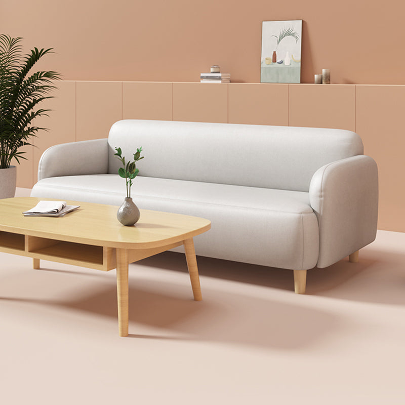 26.37"H Scandinavian Faux Leather Square Arm Stain Resistant Sofa for Apartament Off-White Sponge Clearhalo 'furn' 'furn_sofas' 'Furniture' 'furniture_sofas' 'kitchen' 'kitchen_sofas' 'Living Room Furniture' 'Sofa' 'sofas' 4740678
