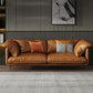 Orange Sofa with Pillow Back and Sponge Seat Filled with Wood Leather/imitation Leather 85"L x 35.5"W x 33"H Clearhalo 'furn' 'furn_sofas' 'Furniture' 'furniture_sofas' 'kitchen' 'kitchen_sofas' 'Living Room Furniture' 'Sofa' 'sofas' 4740693