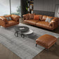 Orange Sofa with Pillow Back and Sponge Seat Filled with Wood Leather/imitation Leather Clearhalo 'furn' 'furn_sofas' 'Furniture' 'furniture_sofas' 'kitchen' 'kitchen_sofas' 'Living Room Furniture' 'Sofa' 'sofas' 4740694
