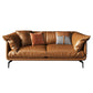 Orange Sofa with Pillow Back and Sponge Seat Filled with Wood Leather/imitation Leather 69"L x 35"W x 33.5"H Clearhalo 'furn' 'furn_sofas' 'Furniture' 'furniture_sofas' 'kitchen' 'kitchen_sofas' 'Living Room Furniture' 'Sofa' 'sofas' 4740698