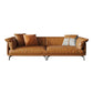 Orange Sofa with Pillow Back and Sponge Seat Filled with Wood Leather/imitation Leather 110"L x 35.5"W x 33"H Genuine Leather Clearhalo 'furn' 'furn_sofas' 'Furniture' 'furniture_sofas' 'kitchen' 'kitchen_sofas' 'Living Room Furniture' 'Sofa' 'sofas' 4740700