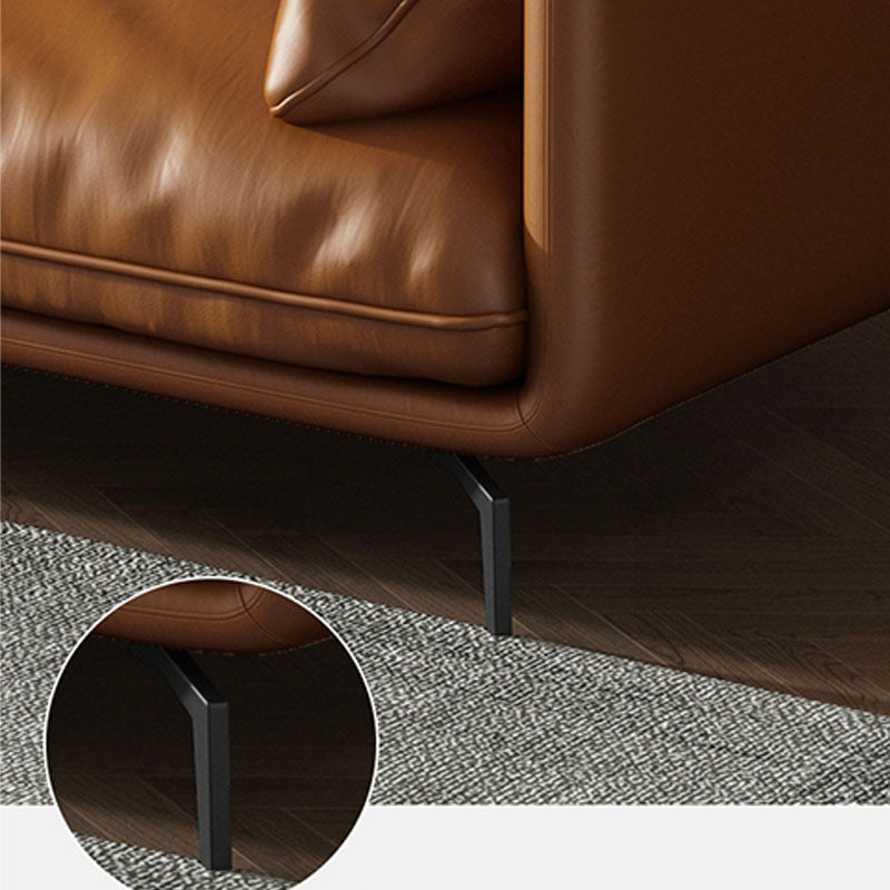 Orange Sofa with Pillow Back and Sponge Seat Filled with Wood Leather/imitation Leather Clearhalo 'furn' 'furn_sofas' 'Furniture' 'furniture_sofas' 'kitchen' 'kitchen_sofas' 'Living Room Furniture' 'Sofa' 'sofas' 4740701