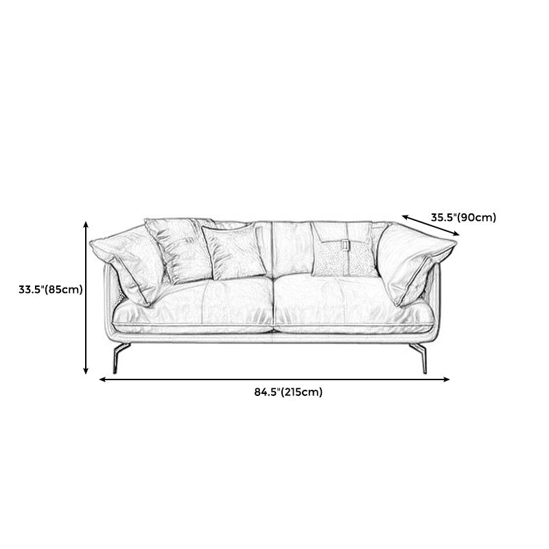 Orange Sofa with Pillow Back and Sponge Seat Filled with Wood Leather/imitation Leather Clearhalo 'furn' 'furn_sofas' 'Furniture' 'furniture_sofas' 'kitchen' 'kitchen_sofas' 'Living Room Furniture' 'Sofa' 'sofas' 4740709