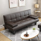 Modern Biscuit Back Faux Leather Pillow Top Arm Convertible Sofa with Foldable Brown Clearhalo 'furn' 'furn_sofas' 'Furniture' 'furniture_sofas' 'kitchen' 'kitchen_sofas' 'Living Room Furniture' 'Sofa' 'sofas' 4740710