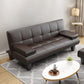 Modern Biscuit Back Faux Leather Pillow Top Arm Convertible Sofa with Foldable Brown Clearhalo 'furn' 'furn_sofas' 'Furniture' 'furniture_sofas' 'kitchen' 'kitchen_sofas' 'Living Room Furniture' 'Sofa' 'sofas' 4740712