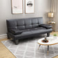 Modern Biscuit Back Faux Leather Pillow Top Arm Convertible Sofa with Foldable Black Clearhalo 'furn' 'furn_sofas' 'Furniture' 'furniture_sofas' 'kitchen' 'kitchen_sofas' 'Living Room Furniture' 'Sofa' 'sofas' 4740714