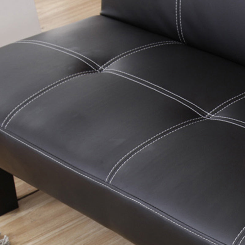 Modern Biscuit Back Faux Leather Pillow Top Arm Convertible Sofa with Foldable Clearhalo 'furn' 'furn_sofas' 'Furniture' 'furniture_sofas' 'kitchen' 'kitchen_sofas' 'Living Room Furniture' 'Sofa' 'sofas' 4740717