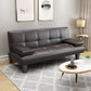 Modern Biscuit Back Faux Leather Pillow Top Arm Convertible Sofa with Foldable 79"L x 28"W x 29.5"H Brown Clearhalo 'furn' 'furn_sofas' 'Furniture' 'furniture_sofas' 'kitchen' 'kitchen_sofas' 'Living Room Furniture' 'Sofa' 'sofas' 4740722