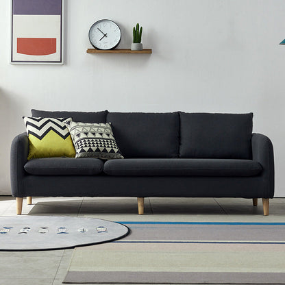 3-seater Standard Modern Wood Legs Sofa Cushions Square Arm Sofa Dark Gray Clearhalo 'furn' 'furn_sofas' 'Furniture' 'furniture_sofas' 'kitchen' 'kitchen_sofas' 'Living Room Furniture' 'Sofa' 'sofas' 4740735
