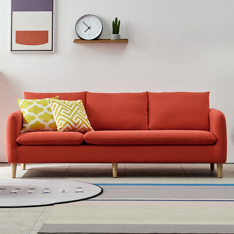 3-seater Standard Modern Wood Legs Sofa Cushions Square Arm Sofa Orange Red Clearhalo 'furn' 'furn_sofas' 'Furniture' 'furniture_sofas' 'kitchen' 'kitchen_sofas' 'Living Room Furniture' 'Sofa' 'sofas' 4740742