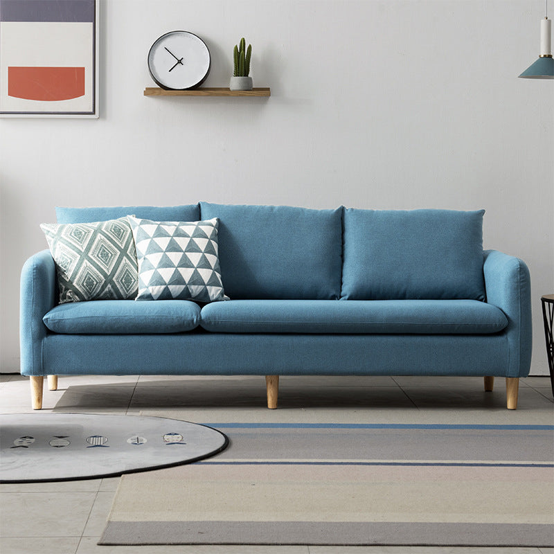 3-seater Standard Modern Wood Legs Sofa Cushions Square Arm Sofa Blue Clearhalo 'furn' 'furn_sofas' 'Furniture' 'furniture_sofas' 'kitchen' 'kitchen_sofas' 'Living Room Furniture' 'Sofa' 'sofas' 4740744