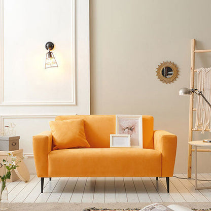 Modernism Square Arm Sofa 3-Seater 29.13" D x 27.56" H Loveseat Orange Clearhalo 'furn' 'furn_sofas' 'Furniture' 'furniture_sofas' 'kitchen' 'kitchen_sofas' 'Living Room Furniture' 'Sofa' 'sofas' 4740752