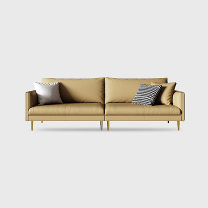 Leather Modern Sofa 33"W Square Arm Loose Back Sofa for Living Room 63"L x 33"W x 33.5"H Light Yellow Clearhalo 'furn' 'furn_sofas' 'Furniture' 'furniture_sofas' 'kitchen' 'kitchen_sofas' 'Living Room Furniture' 'Sofa' 'sofas' 4740785