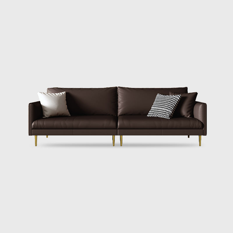 Leather Modern Sofa 33"W Square Arm Loose Back Sofa for Living Room Dark Coffee Clearhalo 'furn' 'furn_sofas' 'Furniture' 'furniture_sofas' 'kitchen' 'kitchen_sofas' 'Living Room Furniture' 'Sofa' 'sofas' 4740791
