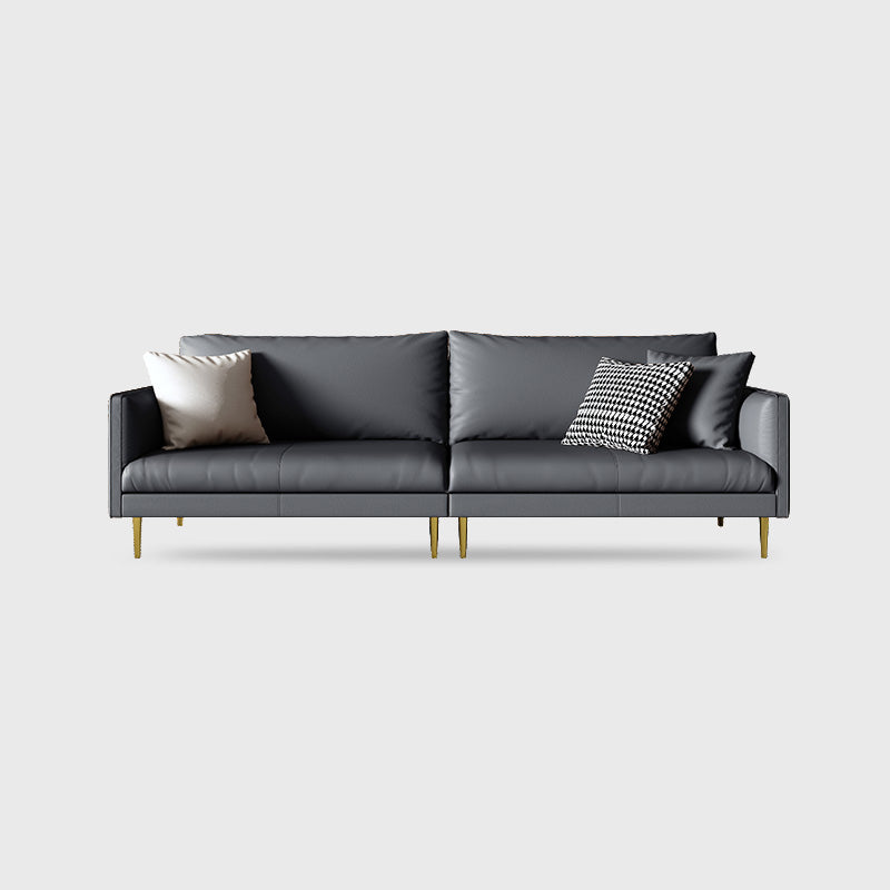 Leather Modern Sofa 33"W Square Arm Loose Back Sofa for Living Room 63"L x 33"W x 33.5"H Grey Clearhalo 'furn' 'furn_sofas' 'Furniture' 'furniture_sofas' 'kitchen' 'kitchen_sofas' 'Living Room Furniture' 'Sofa' 'sofas' 4740792