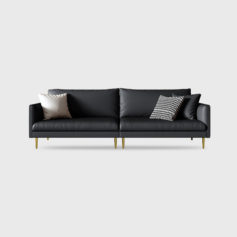 Leather Modern Sofa 33"W Square Arm Loose Back Sofa for Living Room Black Clearhalo 'furn' 'furn_sofas' 'Furniture' 'furniture_sofas' 'kitchen' 'kitchen_sofas' 'Living Room Furniture' 'Sofa' 'sofas' 4740795