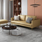 Leather Modern Sofa 33"W Square Arm Loose Back Sofa for Living Room 83"L x 33"W x 33.5"H Light Yellow Clearhalo 'furn' 'furn_sofas' 'Furniture' 'furniture_sofas' 'kitchen' 'kitchen_sofas' 'Living Room Furniture' 'Sofa' 'sofas' 4740798