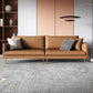 Leather Modern Sofa 33"W Square Arm Loose Back Sofa for Living Room 83"L x 33"W x 33.5"H Brown Clearhalo 'furn' 'furn_sofas' 'Furniture' 'furniture_sofas' 'kitchen' 'kitchen_sofas' 'Living Room Furniture' 'Sofa' 'sofas' 4740800