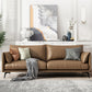 Wooden Leather/cowhide Brown Rectangular Sofa with Latex Upholstery 83"L x 35.5"W x 33.5"H Clearhalo 'furn' 'furn_sofas' 'Furniture' 'furniture_sofas' 'kitchen' 'kitchen_sofas' 'Living Room Furniture' 'Sofa' 'sofas' 4740842