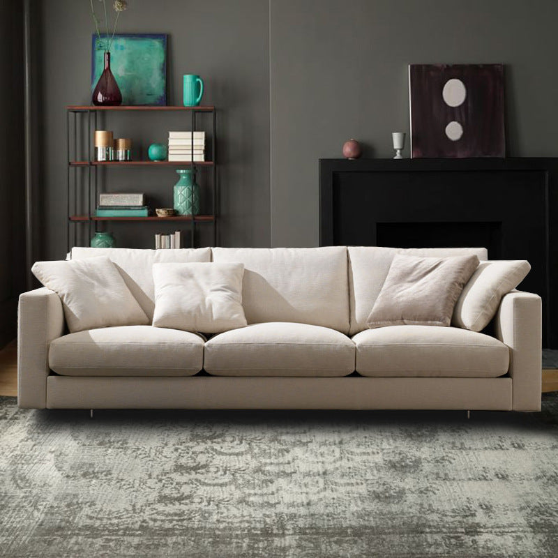 Modern Fabric Square Arm Sofa Standard Cushions Beige 4 Legs Sofa Clearhalo 'furn' 'furn_sofas' 'Furniture' 'furniture_sofas' 'kitchen' 'kitchen_sofas' 'Living Room Furniture' 'Sofa' 'sofas' 4740857