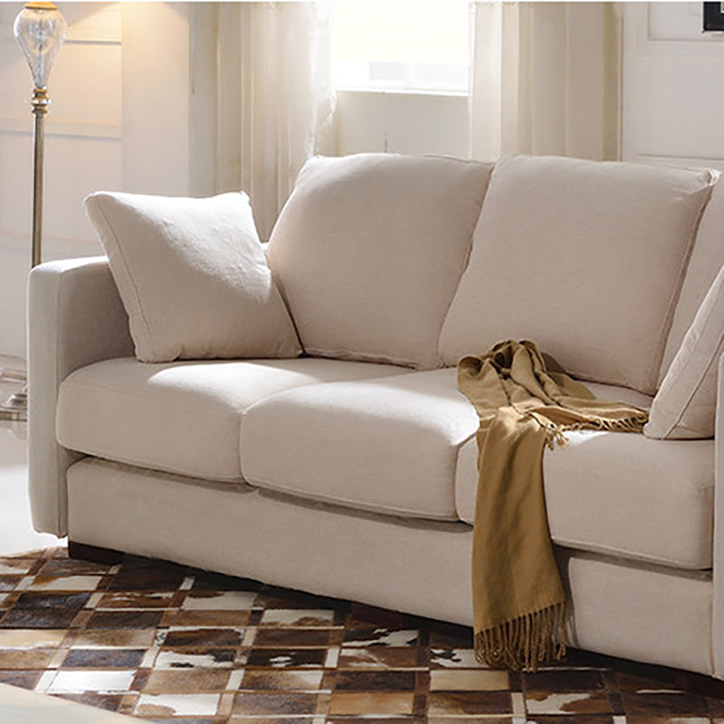 Modern Fabric Square Arm Sofa Standard Cushions Beige 4 Legs Sofa Clearhalo 'furn' 'furn_sofas' 'Furniture' 'furniture_sofas' 'kitchen' 'kitchen_sofas' 'Living Room Furniture' 'Sofa' 'sofas' 4740865