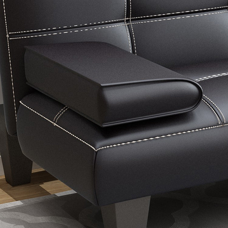 Biscuit Back Faux Leather Pillow Top Arm Modern Sofa with Foldable for Living Room Clearhalo 'furn' 'furn_sofas' 'Furniture' 'furniture_sofas' 'kitchen' 'kitchen_sofas' 'Living Room Furniture' 'Sofa' 'sofas' 4740880