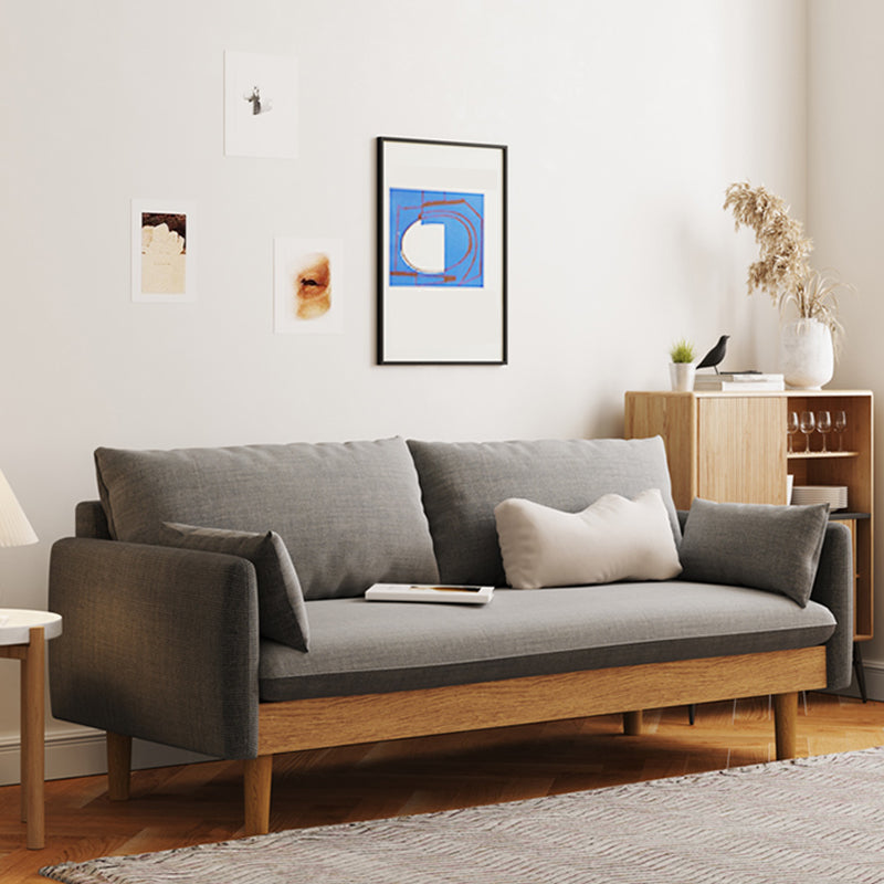 Contemporary Cotton Pillow Top Arm Sofa 29.53"High Loose Back Slipcovered Sofa Clearhalo 'furn' 'furn_sofas' 'Furniture' 'furniture_sofas' 'kitchen' 'kitchen_sofas' 'Living Room Furniture' 'Sofa' 'sofas' 4740896