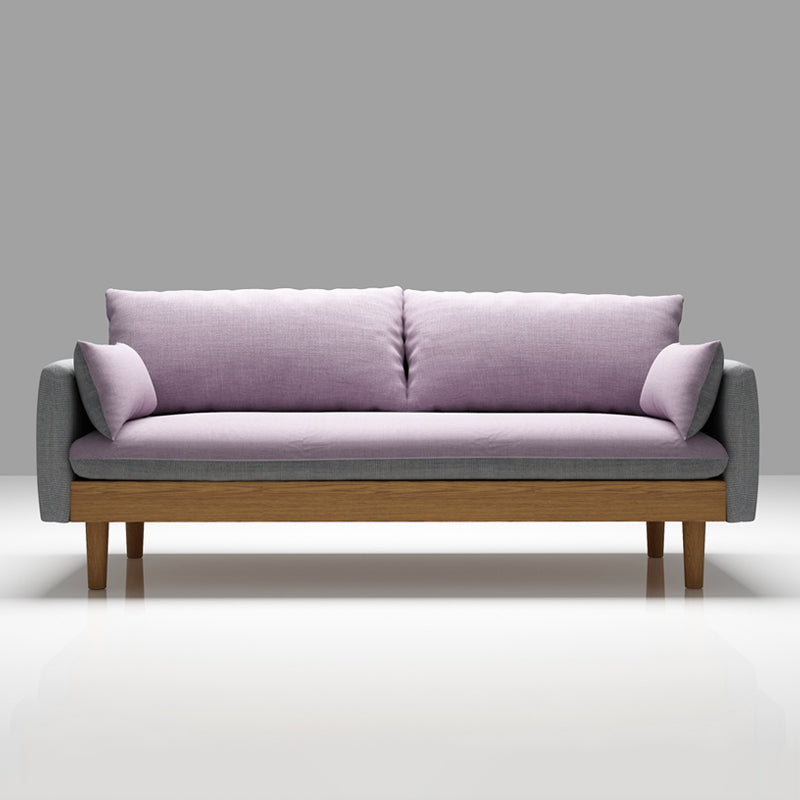 Contemporary Cotton Pillow Top Arm Sofa 29.53"High Loose Back Slipcovered Sofa Gray Purple Clearhalo 'furn' 'furn_sofas' 'Furniture' 'furniture_sofas' 'kitchen' 'kitchen_sofas' 'Living Room Furniture' 'Sofa' 'sofas' 4740899