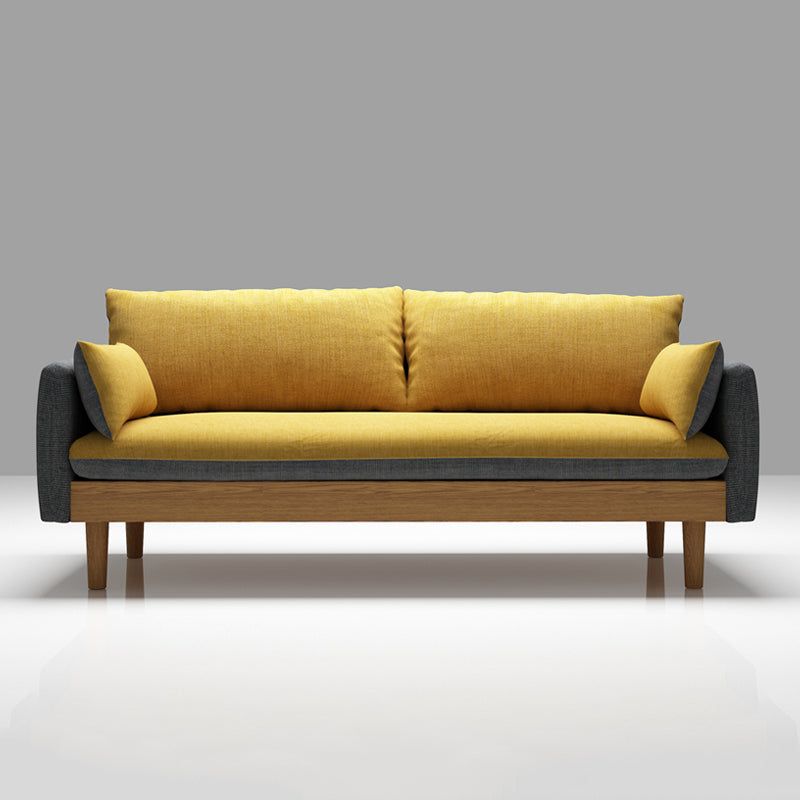Contemporary Cotton Pillow Top Arm Sofa 29.53"High Loose Back Slipcovered Sofa Yellow Clearhalo 'furn' 'furn_sofas' 'Furniture' 'furniture_sofas' 'kitchen' 'kitchen_sofas' 'Living Room Furniture' 'Sofa' 'sofas' 4740901