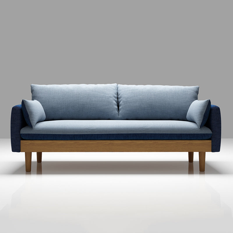 Contemporary Cotton Pillow Top Arm Sofa 29.53"High Loose Back Slipcovered Sofa Blue Clearhalo 'furn' 'furn_sofas' 'Furniture' 'furniture_sofas' 'kitchen' 'kitchen_sofas' 'Living Room Furniture' 'Sofa' 'sofas' 4740904