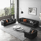 Modern Style Square Armrest Sponge Seat Padding Black Sofa with Pillow Back Clearhalo 'furn' 'furn_sofas' 'Furniture' 'furniture_sofas' 'kitchen' 'kitchen_sofas' 'Living Room Furniture' 'Sofa' 'sofas' 4740913