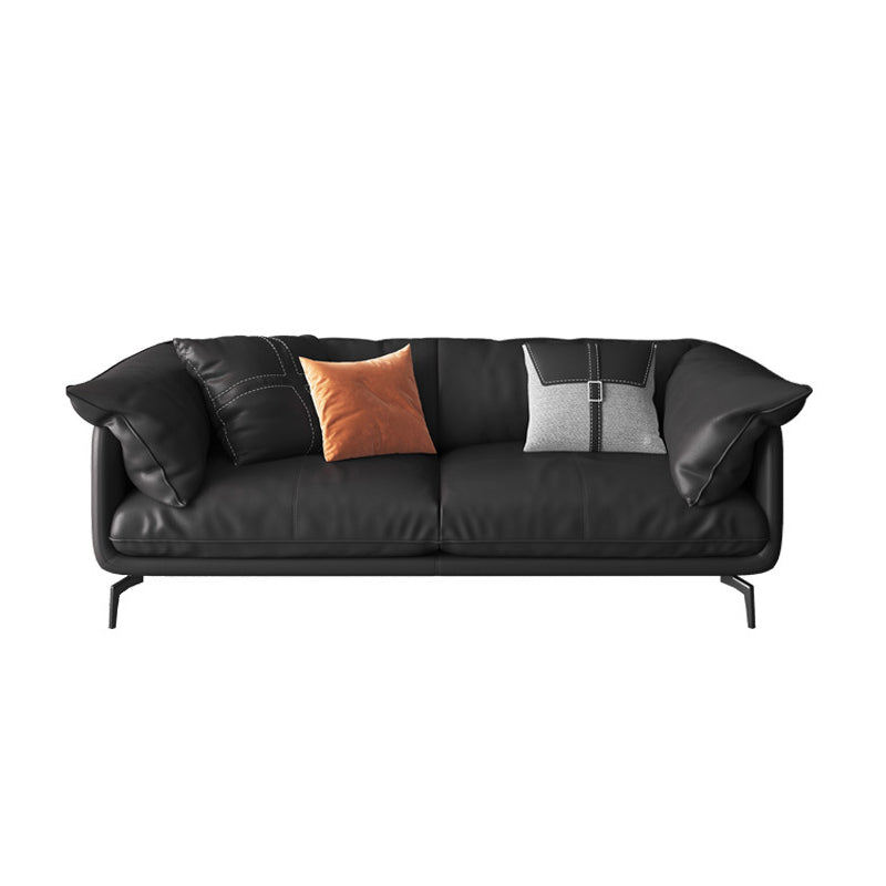 Modern Style Square Armrest Sponge Seat Padding Black Sofa with Pillow Back Clearhalo 'furn' 'furn_sofas' 'Furniture' 'furniture_sofas' 'kitchen' 'kitchen_sofas' 'Living Room Furniture' 'Sofa' 'sofas' 4740918