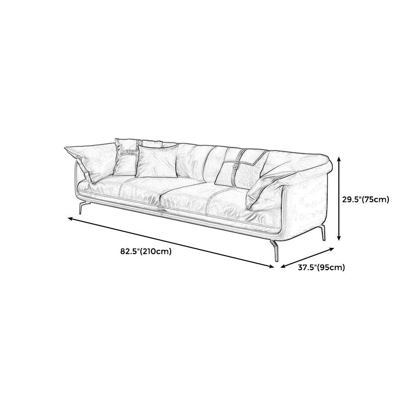 Modern Style Square Armrest Sponge Seat Padding Black Sofa with Pillow Back Clearhalo 'furn' 'furn_sofas' 'Furniture' 'furniture_sofas' 'kitchen' 'kitchen_sofas' 'Living Room Furniture' 'Sofa' 'sofas' 4740924