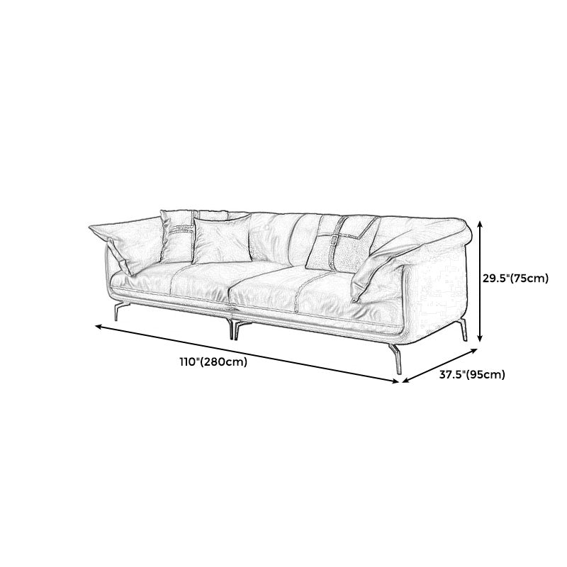 Modern Style Square Armrest Sponge Seat Padding Black Sofa with Pillow Back Clearhalo 'furn' 'furn_sofas' 'Furniture' 'furniture_sofas' 'kitchen' 'kitchen_sofas' 'Living Room Furniture' 'Sofa' 'sofas' 4740925