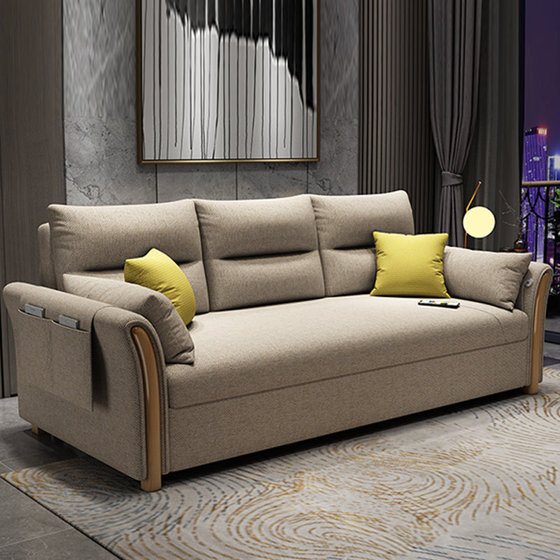 Brown Convertible Settee Furniture Flared Arm Standard Bed Settee 94.5"L x 32"W x 32"H Clearhalo 'furn' 'furn_sofas' 'Furniture' 'furniture_sofas' 'kitchen' 'kitchen_sofas' 'Living Room Furniture' 'Sofa' 'sofas' 4740926