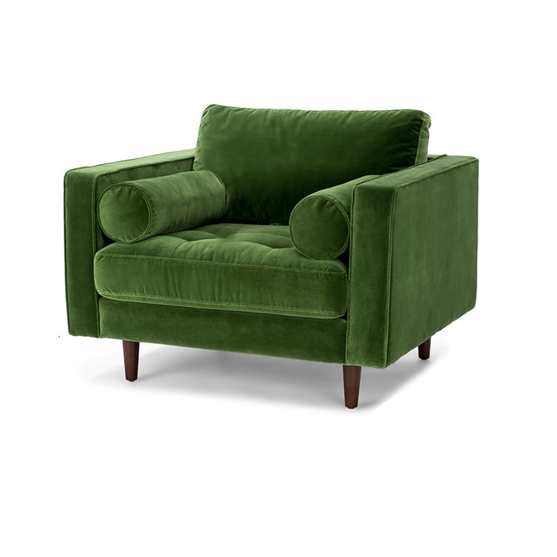 33.85"H Modern Linen/Velvet/Leather Square Arm Sofa with Bolster Pillows 39"L x 37.5"W x 33.5"H Clearhalo 'furn' 'furn_sofas' 'Furniture' 'furniture_sofas' 'kitchen' 'kitchen_sofas' 'Living Room Furniture' 'Sofa' 'sofas' 4740964