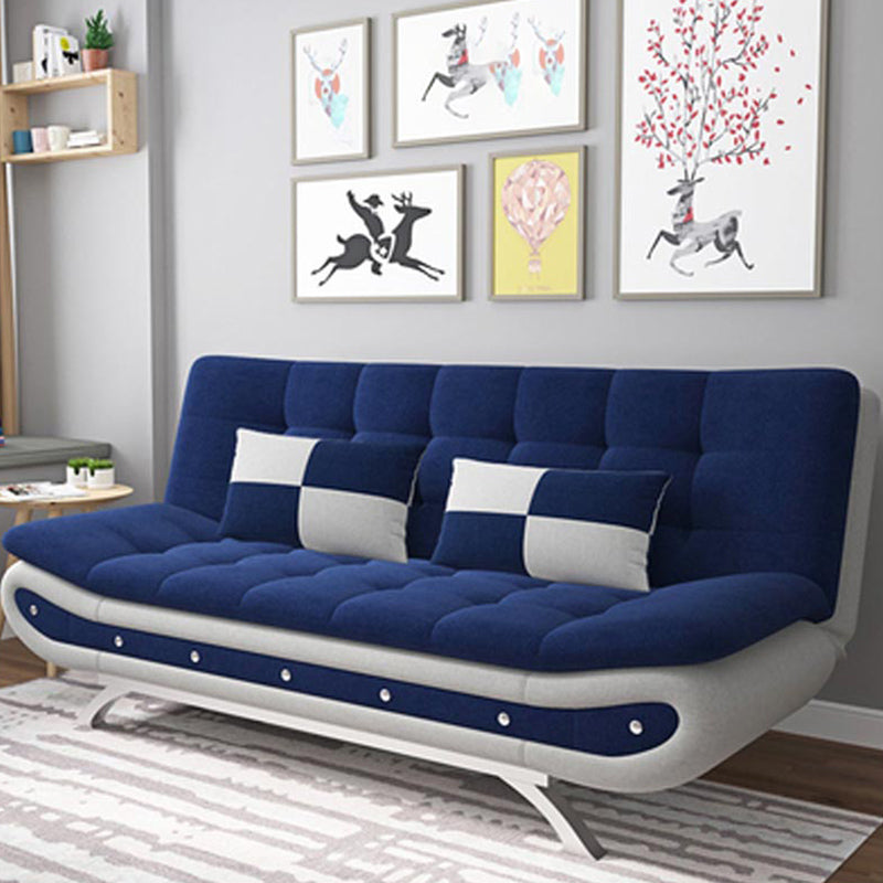 74.80" W √ó 35.43" D √ó 35.43" H Biscuit Back Linen Armless Sofa with Foldable Dark Blue-Gray Clearhalo 'furn' 'furn_sofas' 'Furniture' 'furniture_sofas' 'kitchen' 'kitchen_sofas' 'Living Room Furniture' 'Sofa' 'sofas' 4740971
