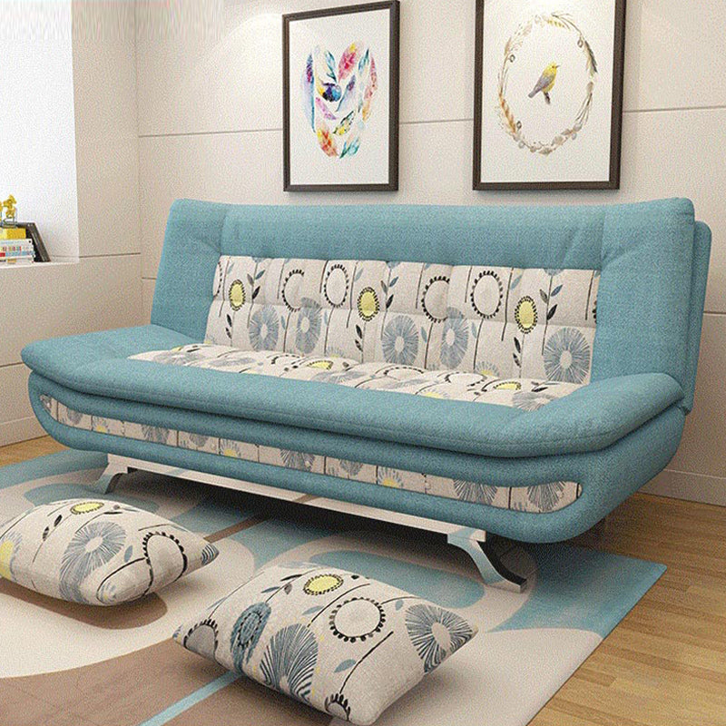 74.80" W √ó 35.43" D √ó 35.43" H Biscuit Back Linen Armless Sofa with Foldable Gray-Green Clearhalo 'furn' 'furn_sofas' 'Furniture' 'furniture_sofas' 'kitchen' 'kitchen_sofas' 'Living Room Furniture' 'Sofa' 'sofas' 4740972