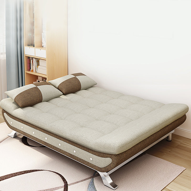 74.80" W √ó 35.43" D √ó 35.43" H Biscuit Back Linen Armless Sofa with Foldable Clearhalo 'furn' 'furn_sofas' 'Furniture' 'furniture_sofas' 'kitchen' 'kitchen_sofas' 'Living Room Furniture' 'Sofa' 'sofas' 4740977