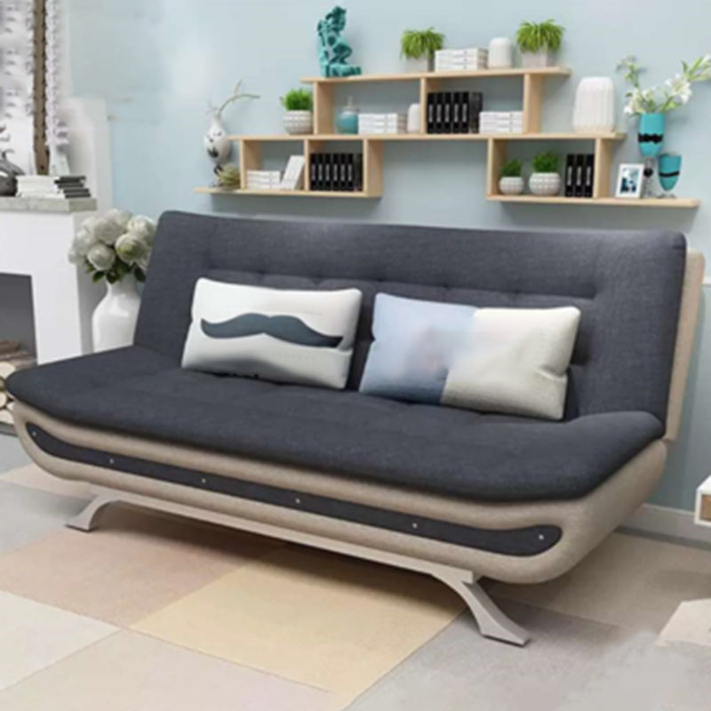 74.80" W √ó 35.43" D √ó 35.43" H Biscuit Back Linen Armless Sofa with Foldable Gray Black White Clearhalo 'furn' 'furn_sofas' 'Furniture' 'furniture_sofas' 'kitchen' 'kitchen_sofas' 'Living Room Furniture' 'Sofa' 'sofas' 4740978