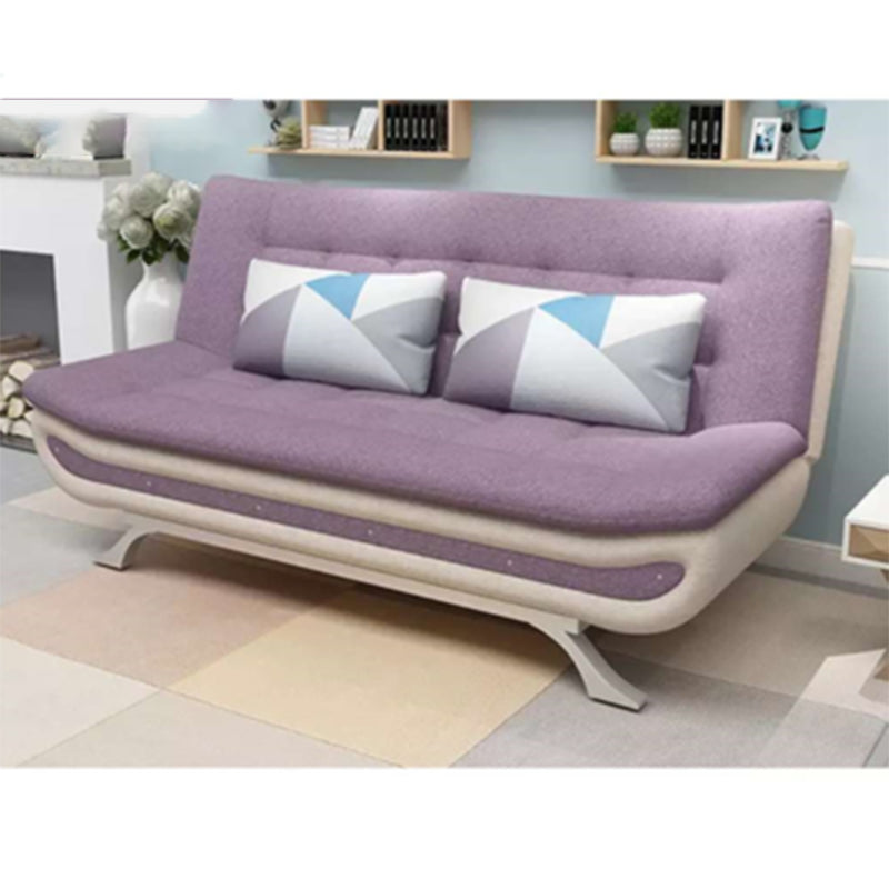 74.80" W √ó 35.43" D √ó 35.43" H Biscuit Back Linen Armless Sofa with Foldable Gray Purple Clearhalo 'furn' 'furn_sofas' 'Furniture' 'furniture_sofas' 'kitchen' 'kitchen_sofas' 'Living Room Furniture' 'Sofa' 'sofas' 4740981