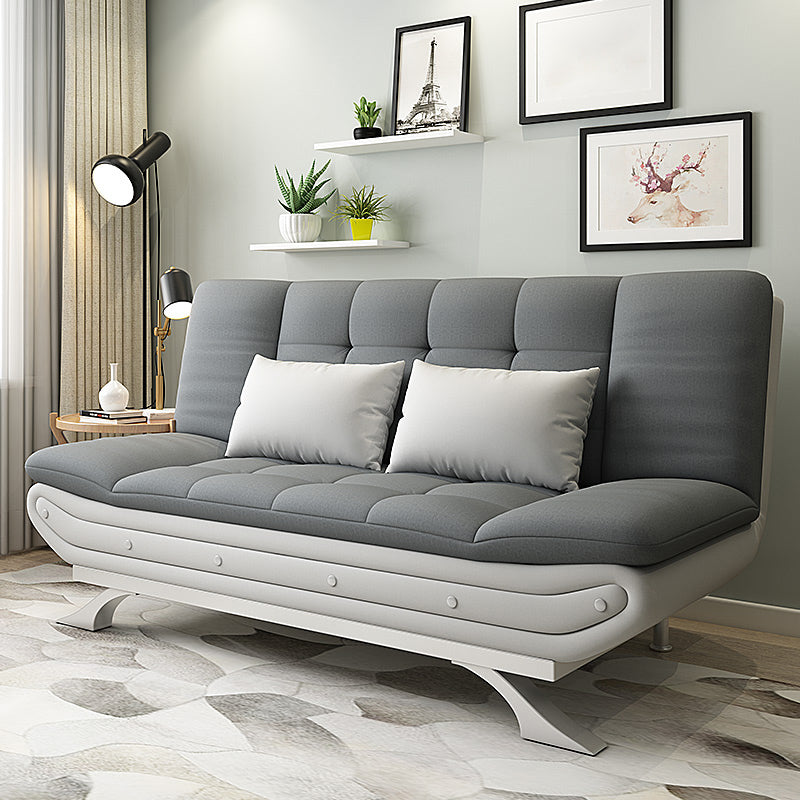 74.80" W √ó 35.43" D √ó 35.43" H Biscuit Back Linen Armless Sofa with Foldable Gray-White Clearhalo 'furn' 'furn_sofas' 'Furniture' 'furniture_sofas' 'kitchen' 'kitchen_sofas' 'Living Room Furniture' 'Sofa' 'sofas' 4740985