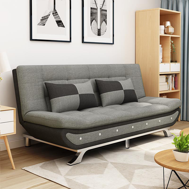 74.80" W √ó 35.43" D √ó 35.43" H Biscuit Back Linen Armless Sofa with Foldable Light Gray-White Clearhalo 'furn' 'furn_sofas' 'Furniture' 'furniture_sofas' 'kitchen' 'kitchen_sofas' 'Living Room Furniture' 'Sofa' 'sofas' 4740987