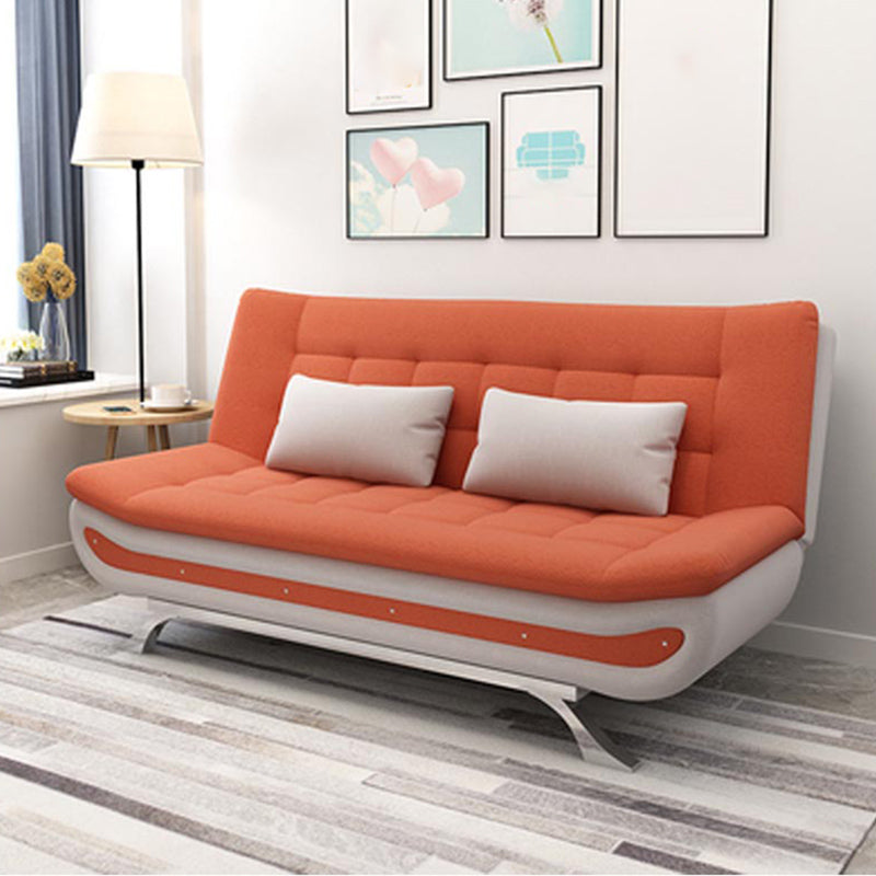 74.80" W √ó 35.43" D √ó 35.43" H Biscuit Back Linen Armless Sofa with Foldable Grey Orange Clearhalo 'furn' 'furn_sofas' 'Furniture' 'furniture_sofas' 'kitchen' 'kitchen_sofas' 'Living Room Furniture' 'Sofa' 'sofas' 4740991
