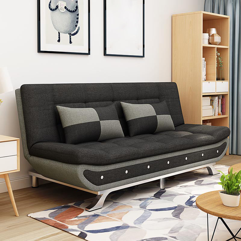74.80" W √ó 35.43" D √ó 35.43" H Biscuit Back Linen Armless Sofa with Foldable Dark Gray-White Clearhalo 'furn' 'furn_sofas' 'Furniture' 'furniture_sofas' 'kitchen' 'kitchen_sofas' 'Living Room Furniture' 'Sofa' 'sofas' 4740995