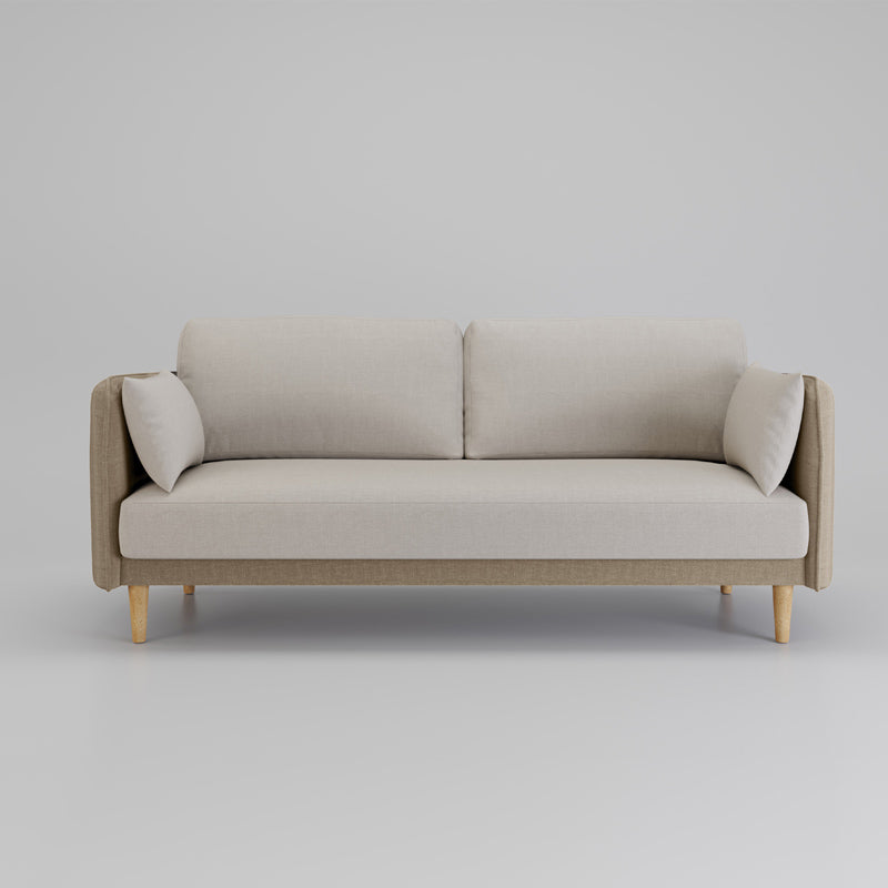 Contemporary Pillow Top Arm slipcovered Sofa 31.5"High Velvet Loose Back Sofa White-Brown Clearhalo 'furn' 'furn_sofas' 'Furniture' 'furniture_sofas' 'kitchen' 'kitchen_sofas' 'Living Room Furniture' 'Sofa' 'sofas' 4741004