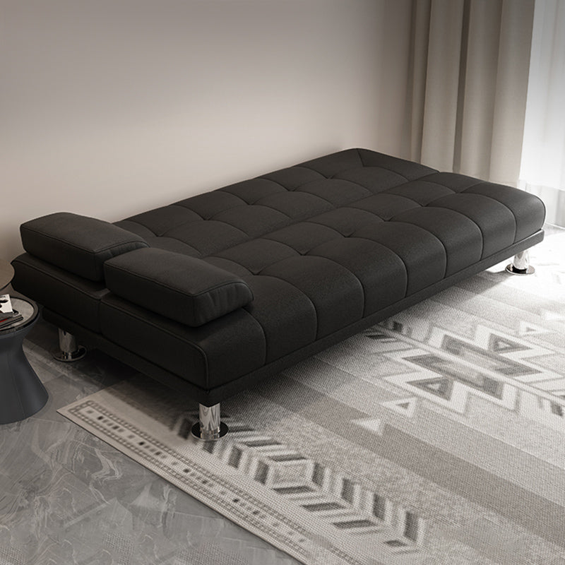 Biscuit Back Faux Leather Pillow Top Arm Sofa with Foldable and Stain Resistant 79"L x 33.5"W x 31.5"H Black Clearhalo 'furn' 'furn_sofas' 'Furniture' 'furniture_sofas' 'kitchen' 'kitchen_sofas' 'Living Room Furniture' 'Sofa' 'sofas' 4741062